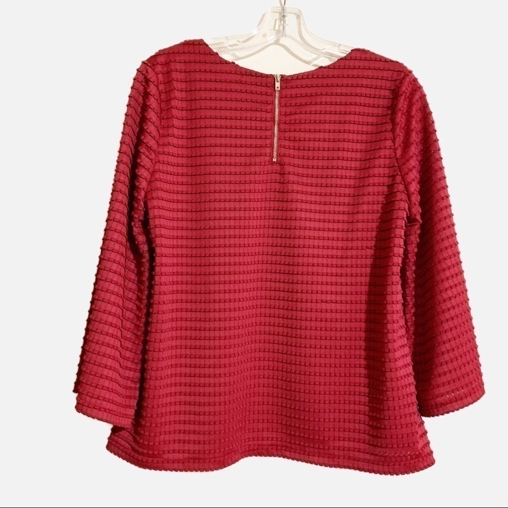 Eden Society Lalia Stitch Fix Red Textured Bell Sleeve Blouse. Size Medium. - Picture 2 of 10